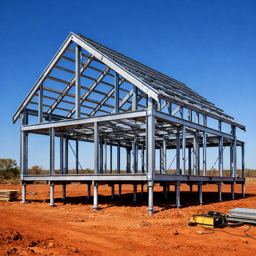 Steel portal frame construction